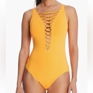 Bleu by Rod Beattie Let’s Get Knotty Lace One Piece Swimsuit